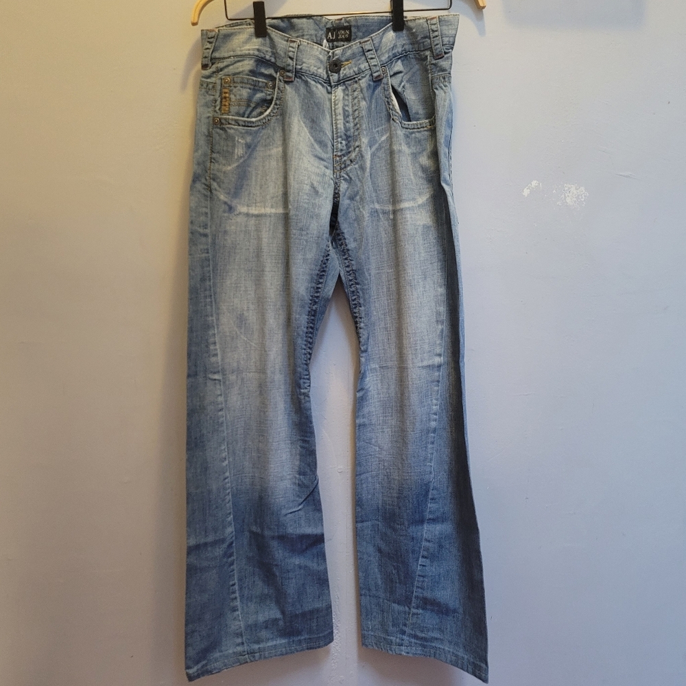 Armani Jeans Simin T Mens 34x28 Blue Denim Cotton Straight Leg Made In Italy